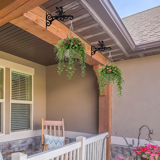 hogardeck Plant Hangers Outdoor Decor, 2 Pack 10??Metal Hanging Plant Bracket with Fairy for Garden Patio Yard Decor, Anti Rust Plant Hooks for Hanging Plants, Bird Feeder, Wind Chime, Lantern