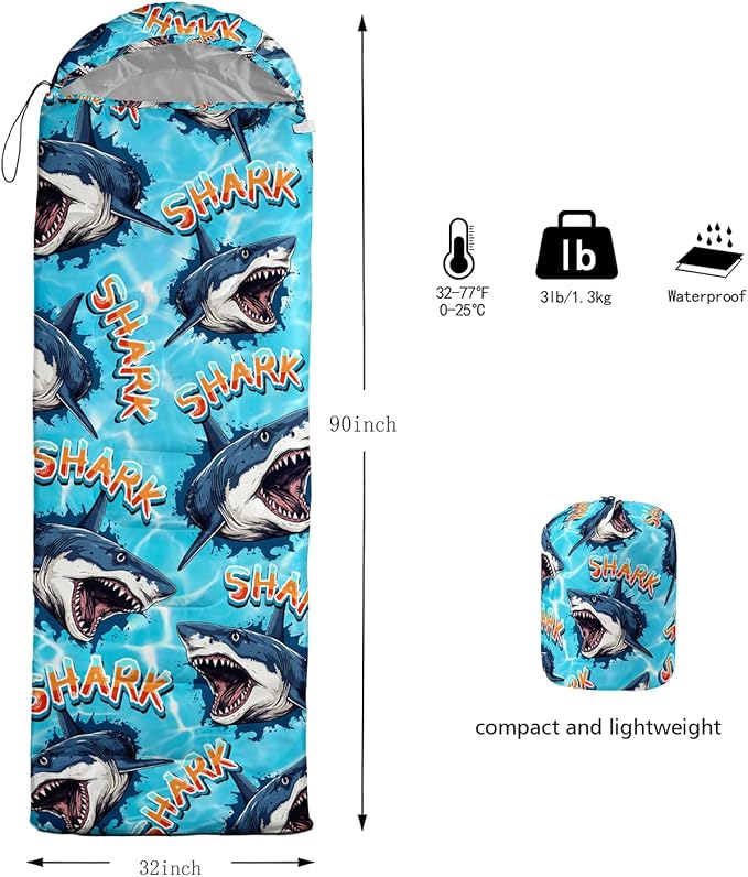 HOSIMA Dear Hunting Pattern Cold Weather Sleeping Bags for Adults,Black Light Weight Sleeping Bags for Kids Adults,WaterProof Sleeping Bags for Outdoors Hiking.