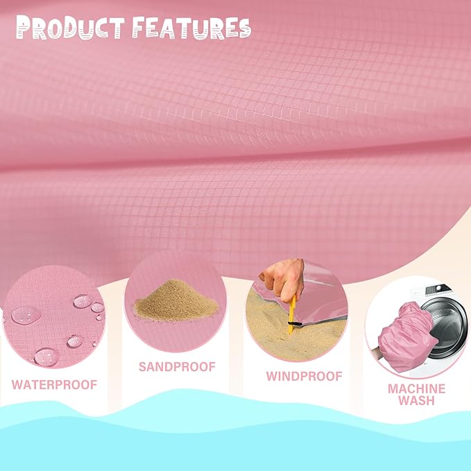 Beach Blanket Waterproof Sandproof 1-7 Adult Oversized 78 '' ร 81 '' Lightweight Durable Compact Sand Free Beach Mat for Travel Camping Hiking Picnic Blanket Extra Large