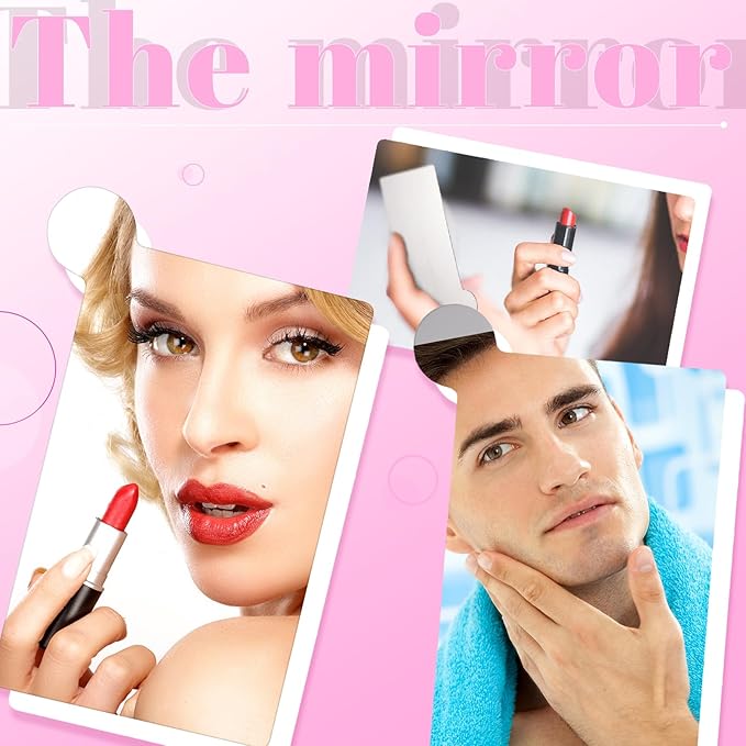 Jetec 10 Pieces Pocket Compact Mirrors Mini Mirror for Purse Wallet Small Handheld Stainless Steel Unbreakable with PU Leather Case for Men Women Travel Camp Signal Makeup(Gold)