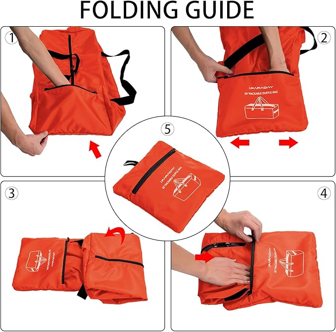 Foldable Duffel Bag 30" / 75L Lightweight with Water Rresistant for Travel-Orange
