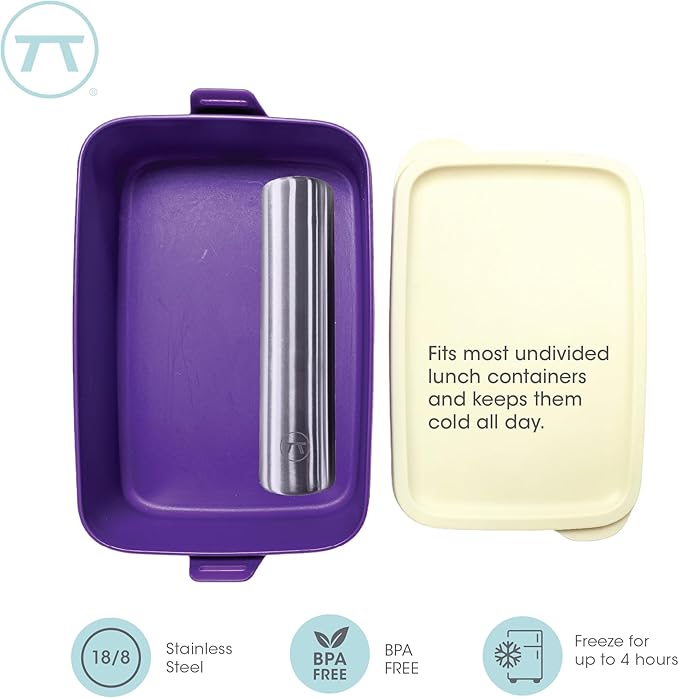 Outset Stainless Steel Cylinder Ice Packs, Set of 2 Reusable Travel Coolers, 6.3" x 1.6”