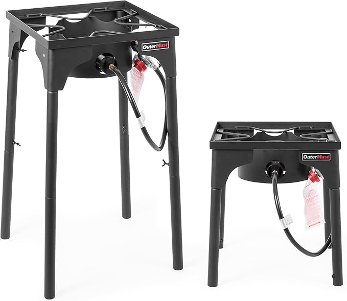Outdoor Propane Burner Camping Stove Gas Burner with Adjustable Legs Ideal for Camping, Home Brewing, Turkey Frying and Maple Syrup Boiling