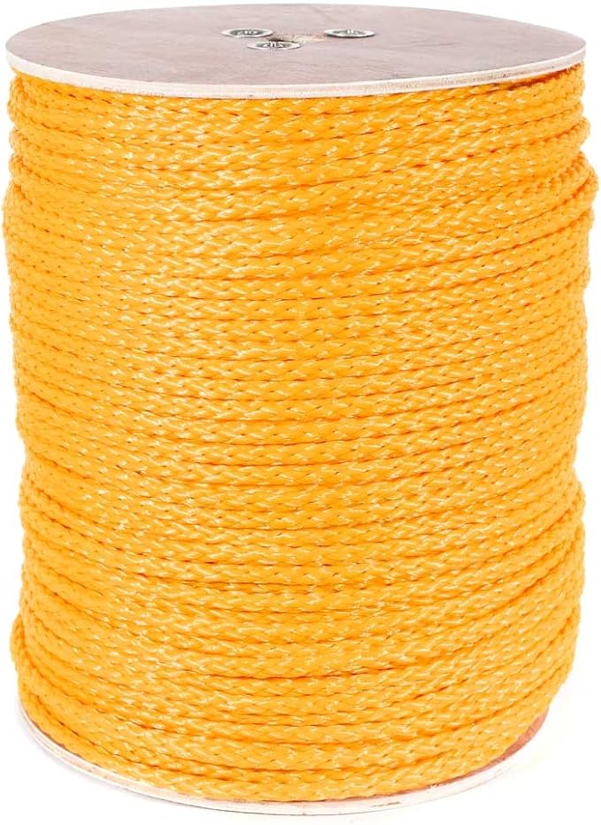 Hollow Braid Polypropylene Rope (Yellow, 3/8 Inch, 1000 Feet) - Barrier Rope - Trail Marking, Crowd Control, Golf Courses