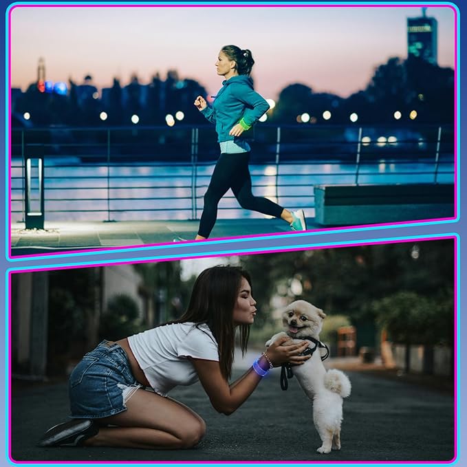 Yowivon 2 Pack Led Light Up Bracelets for Women Men Glow in the Dark Party Supplies Neon Rave Accessories Cool Halloween Birthday Party Favors