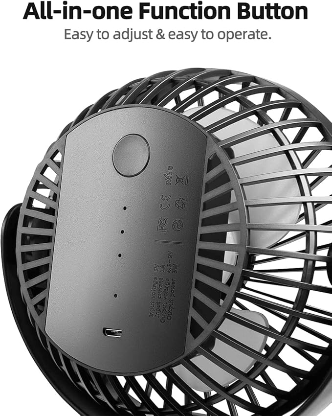 Viniper 6 inch Rechargeable Clip on Fan, 5000mah Battery Desk Fan : 360° Rotation & 3 Speeds Strong Wind Portable Fan, 8-30 Working Hours, Quiet and Powerful (Black,blue)