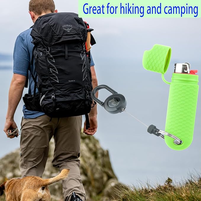 5 Pcs Waterproof Lighter Case Cover Holder for BIC Regular Lighters Sleeve Type J6 Outdoor Survival Multipurpose Seal Lighter Pouchfor Hiking and Camping (Light Green)