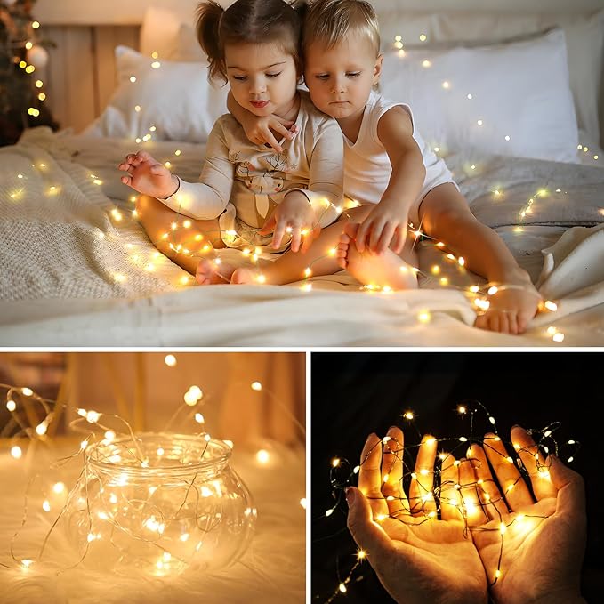 KNONEW 100FT Outdoor Christmas Fairy Lights Plug in,300 LED String Lights Outdoor Waterproof 8 Modes for Wedding Bedroom Walls Garden Trees Decoration(Warm White)