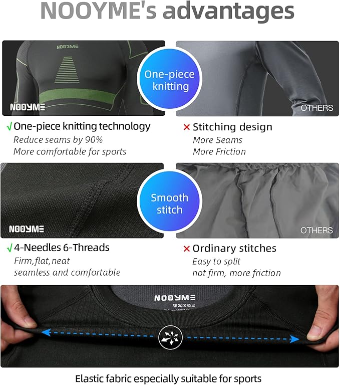 NOOYME Thermal Underwear Long Johns for Men - Long Underwear Base Layer for Cold Weather