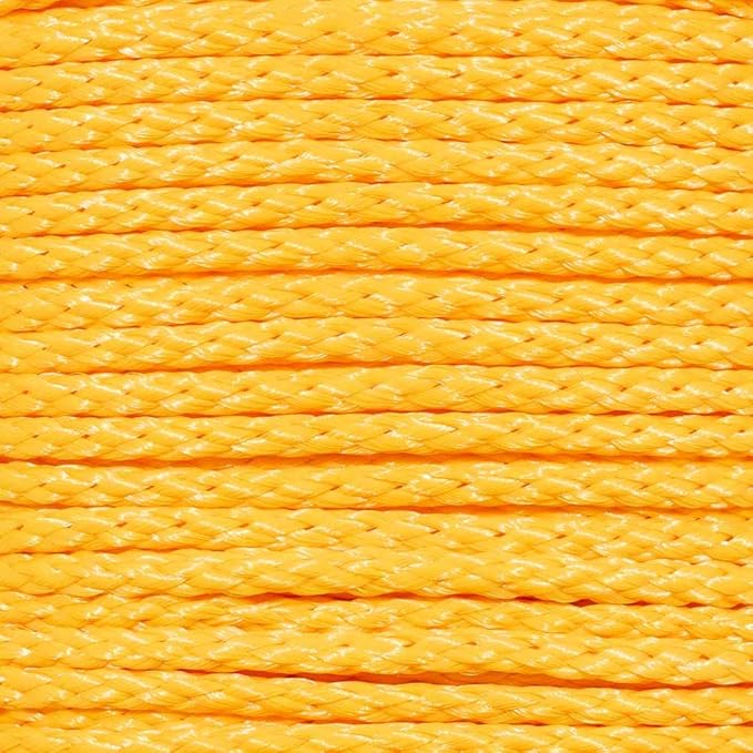 Hollow Braid Polypropylene Rope (Yellow, 3/8 Inch, 100 Feet) - Barrier Rope - Trail Marking, Crowd Control, Golf Courses