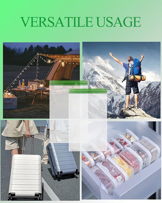 4 pack HEAVY DUTY Odor Proof Storage Bags-12x20 Inch, Reusable Double-Tracked Ziplock Bags for Food Storage,Large Bear Bag fit Camping, Hiking, Water Sports and Home Organization