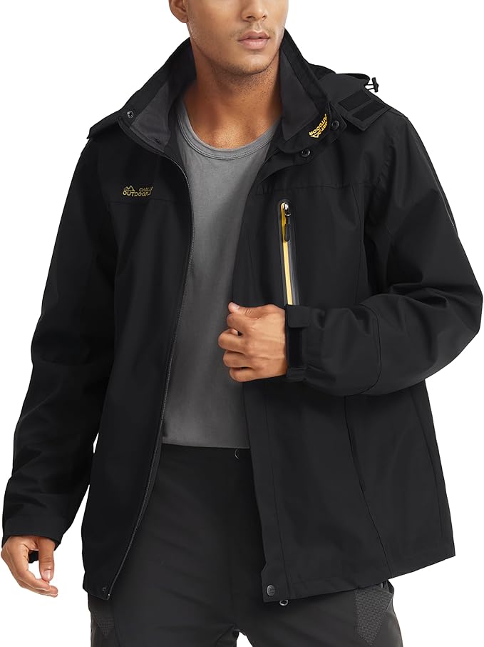 MAGCOMSEN Men's Hooded Windproof Water Resistant Rain Jacket Windbreaker 5 Pockets for Hiking,Fishing,Travel