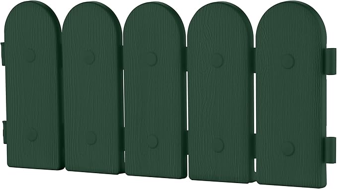 Evelyne Garden Border Edging: Wooden Fence Design - 8pcs Green Yard Landscaping Fence Liner Lawn Edge Barrier - 10ft Kit of Decorative Lawn Landscape Panels Elements -Landscaping Edging-GMT-10374-B08