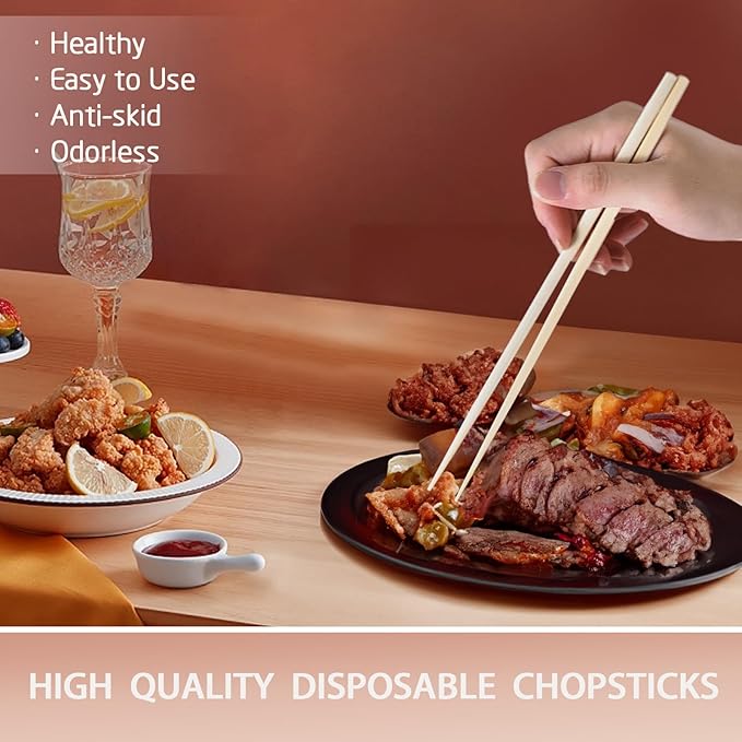 100 pairs disposable bamboo Chopsticks |Japanese Style With Paper Band Separated,9.45in for Sushi & Asian Dishes