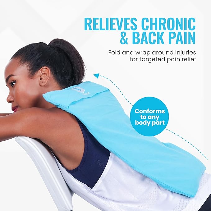 ICEWRAPS 12"x21" Extra Large Ice Pack with Soft Fabric Cover | Clay Ice Pack for Physical Therapy | Soft Ice Packs for Injuries Reusable Blue