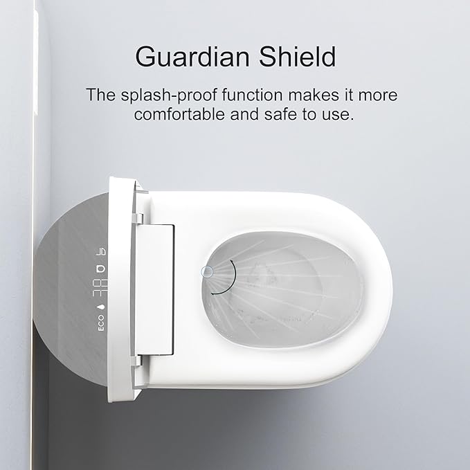 Smart Toilet, One Piece Bidet Toilet for Bathrooms, Toilets with Warm Water Sprayer & Dryer, Foot Sensor Operation, Heated Bidet Seat, Tankless Toilets with Fahrenheit LED Display