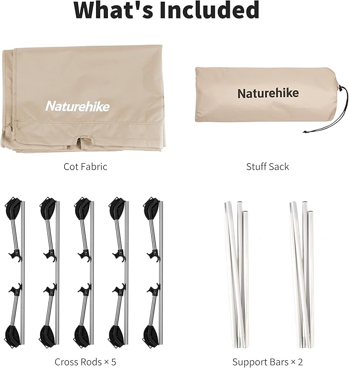 Naturehike GreenWild Camping Cot, Ultralight Folding Backpacking Cot, 60-Second Easy Set-Up, Supports 330lbs, Portable Camping Bed for Adults for Camping Hiking Travel Home