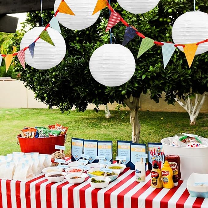 BEISHIDA 12-Inch White Paper Lanterns Decorative Chinese/Japanese Hanging Round Paper Lanterns Lamp for Birthday, Wedding, Christmas, Bridal, Home Decor, Party Decoration (6 Packs)