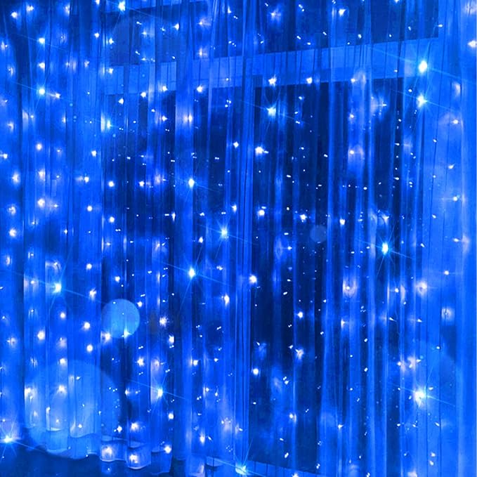 suddus Curtain Lights for Bedroom, 200 Led Hanging String Lights Outdoor Waterproof, Fairy Curtain Lights for Backdrop, Window, Wall, Wedding, Party, Blue