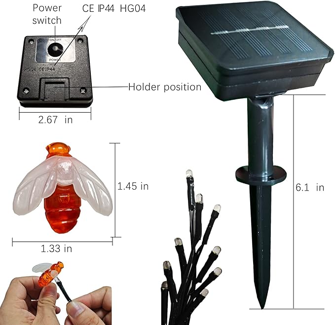 Solar Powered Firefly Lights, 9 LED Automated Pulsating String Chasing Firefly Lights Lantern Solar Outdoor Waterproof (2 Pack)