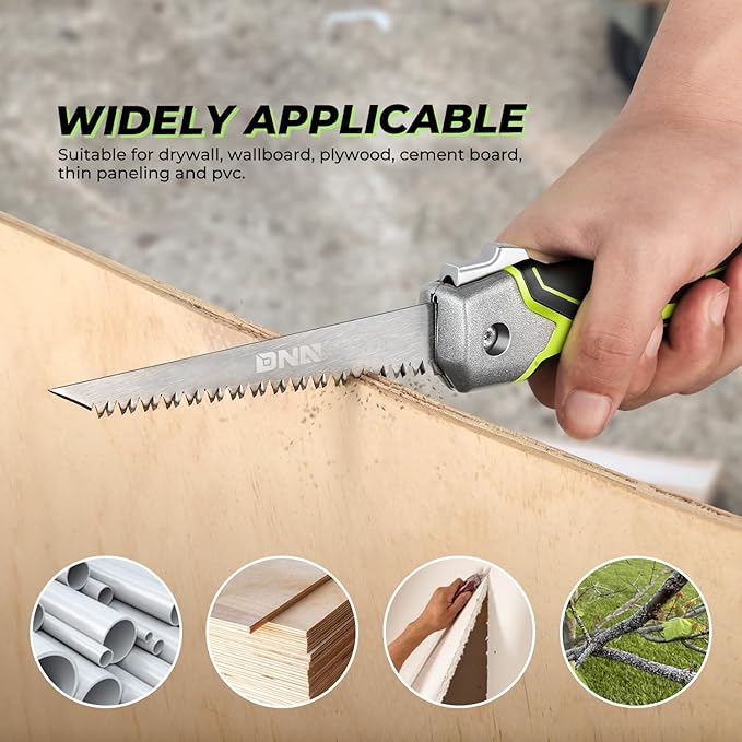 DNA MOTORING Foldable Drywall Saw, Folding Wallboard Saw, Hand Saw Jab Saw Tool for Drywall, Wallboard, Plywood, PVC, w/Lockback,TOOLS-00587