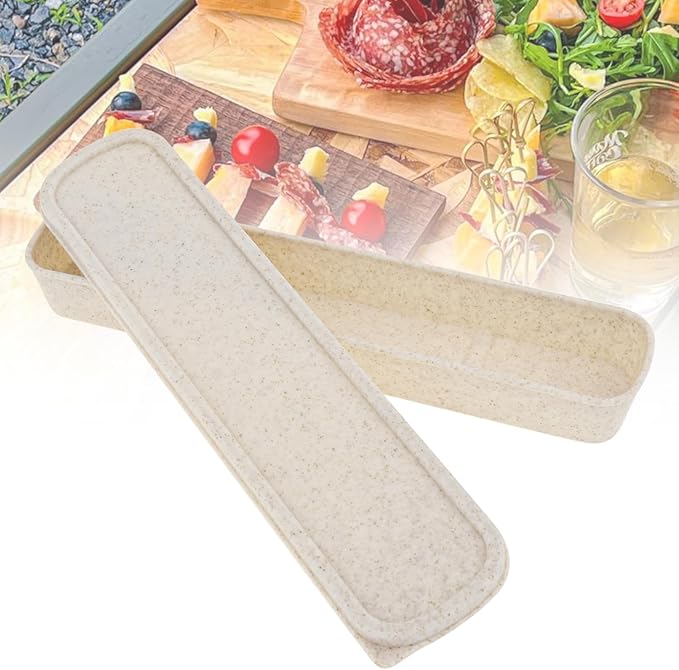 OriGlam 1pcs Portable Flatware Box Travel Tableware Storage Case Box, Utensil Case Flatware Storage Box for Cutlery Kit, 9.84 x 2.40 inch (Beige)