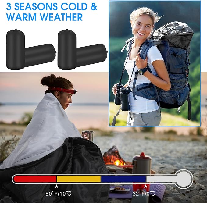 Macarrie 6 Pack Camping Sleeping Bags Bulk for Adults, 4 Season Cold Weather Sleeping Bag with Compression Sack Lightweight Waterproof Essential Gear for Backpacking Hiking Travel