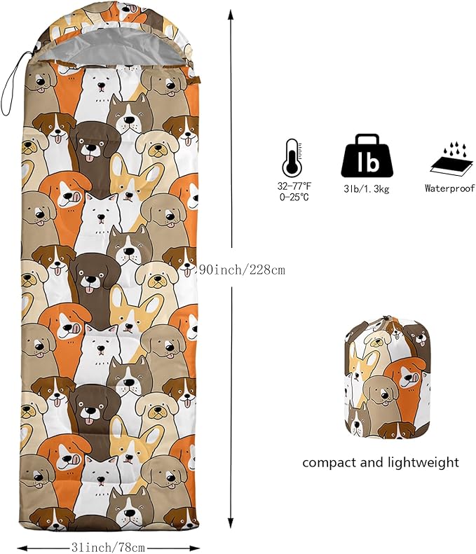 QOOMO Camping Sleeping Bags,3 Season Warm & Cool Weather,Lightweight,Waterproof Sleeping Bags for Adults & Kids,Traveling,and Outdoors,Camping Gear Equipment