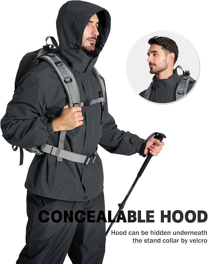 SWISSWELL Mens Rain Jackets Waterproof with Hood Men Windbreaker Jackets Lightweight Rain Coats for Golf Fishing Hiking