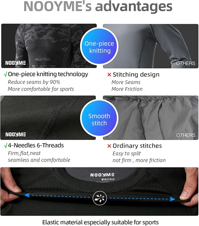 NOOYME Thermal Underwear Long Johns for Men - Long Underwear Base Layer for Cold Weather