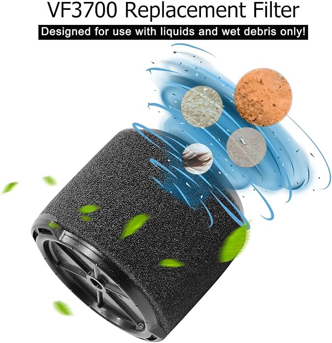 1 Pack VF3700 Filter (Single Wet Application Foam Filter Cartridge) Fit for 3 to 4.5 Gallon RIDGID Wet/Dry Shop Vacuums