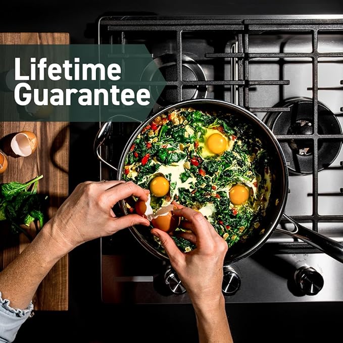 HexClad Hybrid Nonstick 3.3-Quart Deep Sauté Pan with Tempered Glass Lid, Stay-Cool Handle, Dishwasher-Friendly, Oven-Safe Up to 900°F, Induction Ready, Compatible with All Cooktops