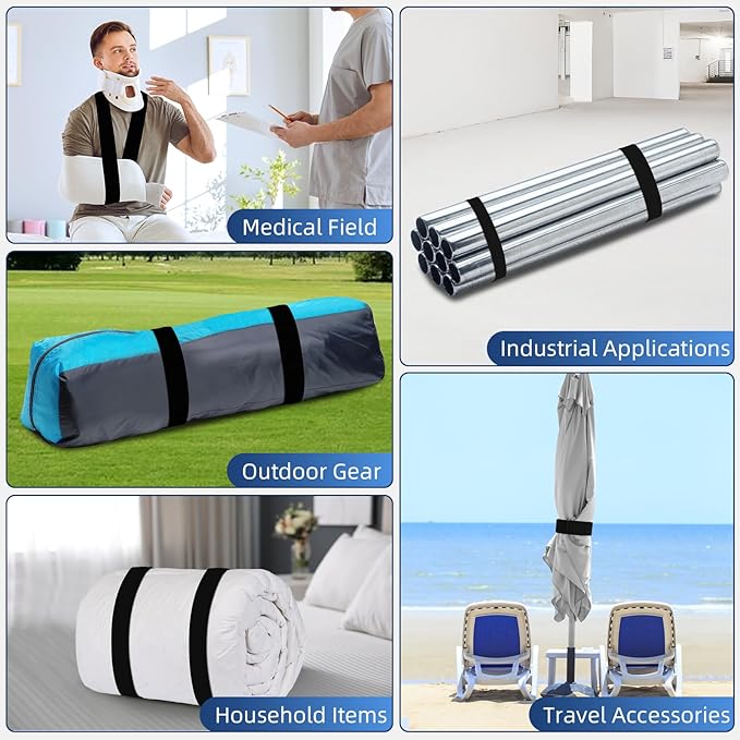 Comfytemp Ice Pack Strap, Stretchable, Reusable, 4pcs, Ice Belt Extender Straps, Stretch Straps, Elastic Hook and Loop Extension Straps Add Length to Most Ice Packs, Multiple Uses