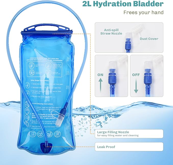 Hydration Backpack,Lightweight Hydration Pack with 1.5L Water Bladder, Water Backpack for Hiking Running, Biking