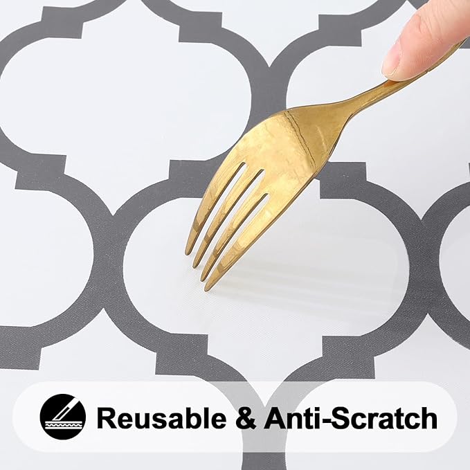 Smiry Rectangle Picnic Table Cover, Waterproof Elastic Fitted Camping Tablecloths for 5 Foot Tables, Wipeable Flannel Backed Vinyl Tablecloth Protector for Indoor, Outdoor (White, 36x60 Inches)