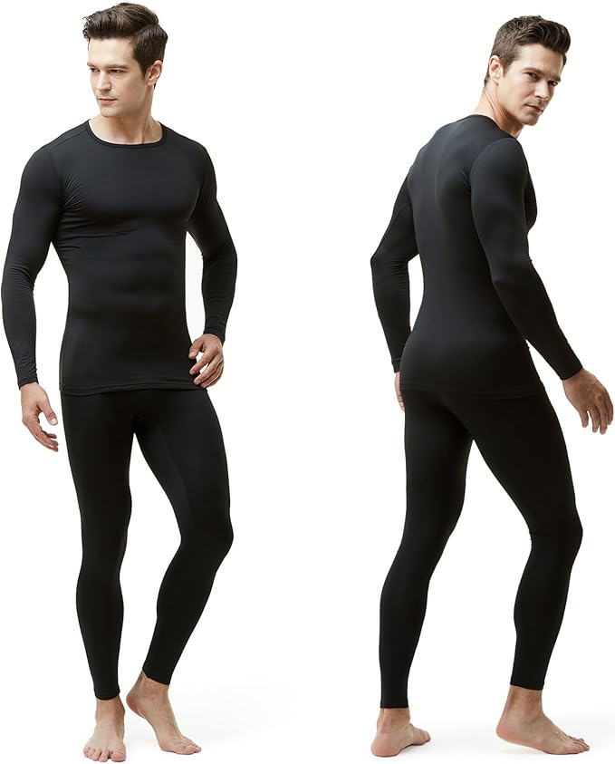 TSLA Men's Thermal Underwear Set, Microfiber Soft Fleece Lined Long Johns, Winter Warm Base Layer Top & Bottom