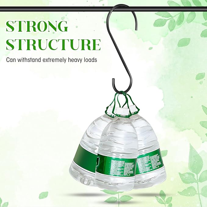 12 Pack Large S Hooks for Hanging Plants Black Metal Plant Hanger Outdoor Hanging Tree Hooks for Branch, Bird Feeder, Basket, Lantern, Indoor Closet Garden (12 Inch)