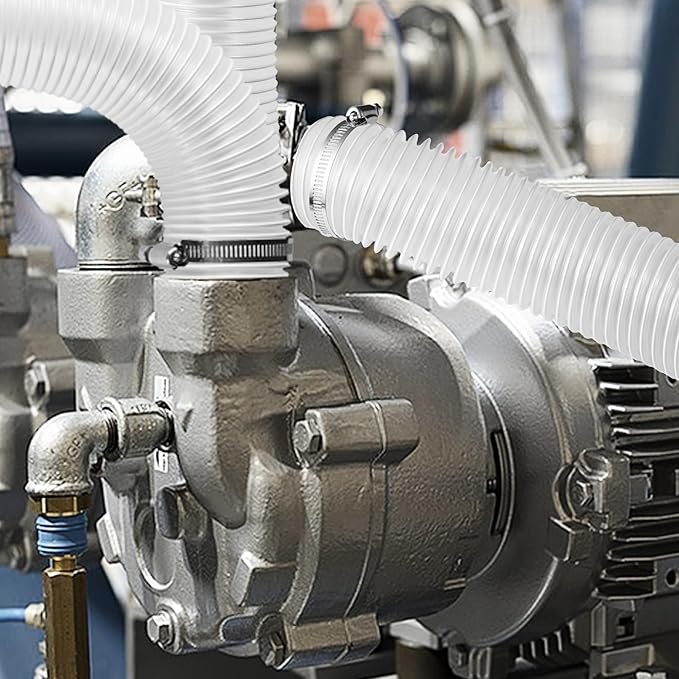 2 1/2" x 20' Clear Dust Collection Hose, PVC Puncture Resistant Fume Collection Hose with 6 Pieces Stainless Steel Clamps, 2.5 Inch Dust Collector for Woods Debris