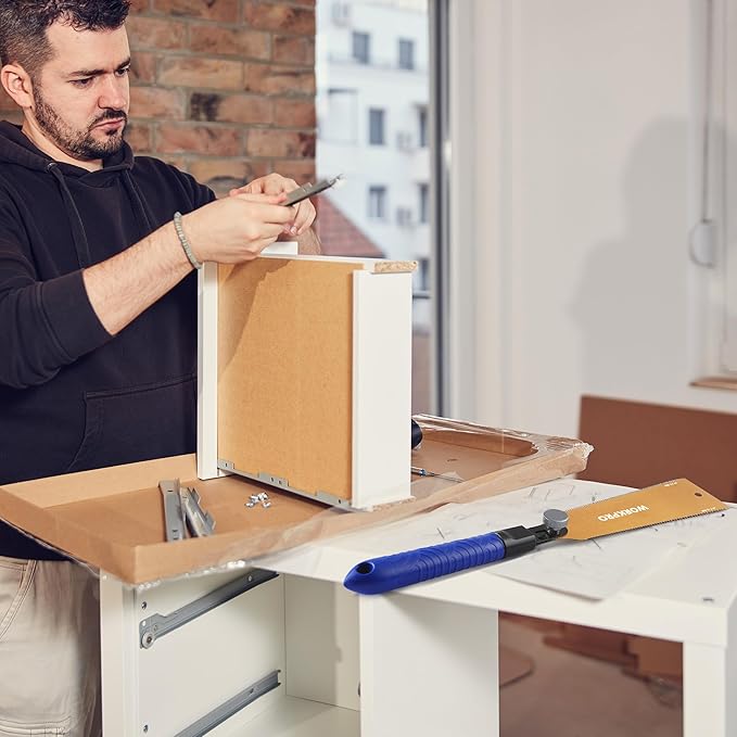 WORKPRO 8 Inch Japanese Pull Saw, Double-Edged Hand Saw for Wood Cutting with 7-9&18 TPI, SK5 Flexible Blade, Non-Slip Beech Handle for Woodworking