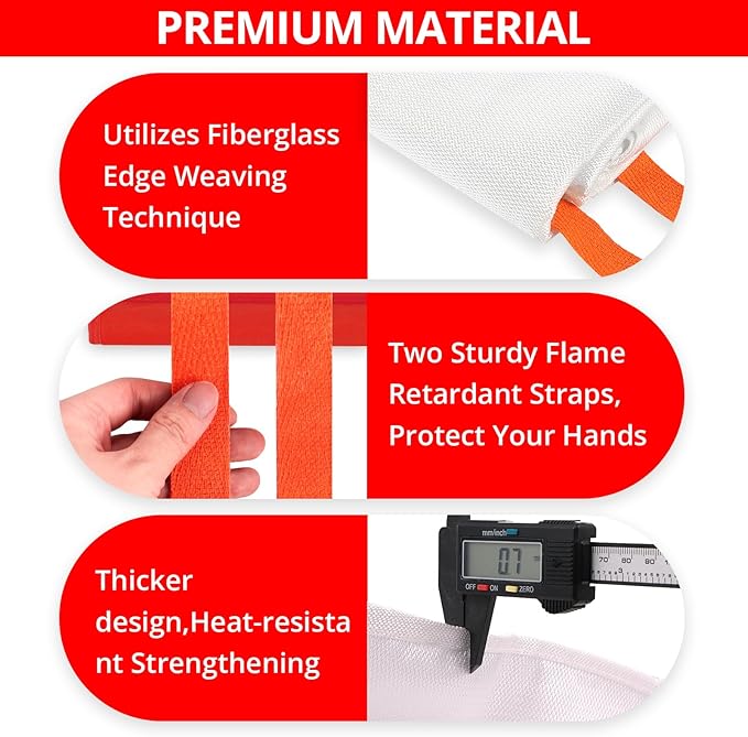 SecuCaptain Emergency Fire Blanket for Home and Kitchen - 8 Pack 40"x40" Flame Suppression Fiberglass Fire Blankets for House Camping Car Warehouse Office Emergency Survival Safety