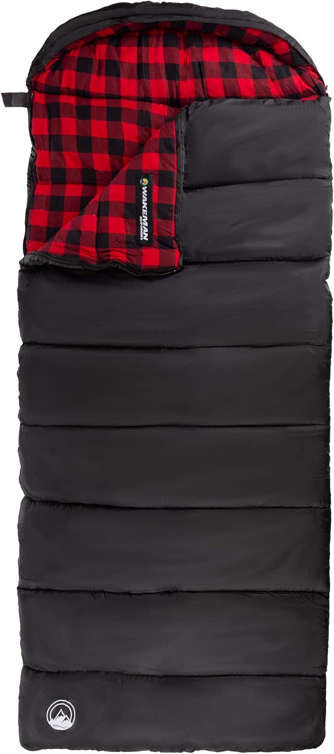 Sleeping Bag - Lightweight Envelope-Style 32F Rated Outdoor Sleeping Bag with Hood and Carry Case for Backpacking, Camping and Hiking by Wakeman (Navy)