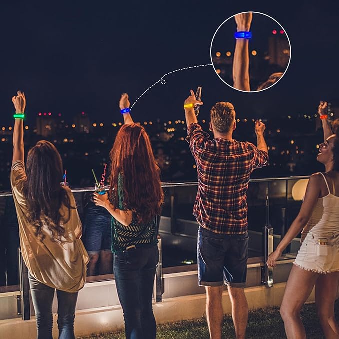 8 Pack LED Bracelets Light Up Wristbands,Glow Flashing Wristbands Glow in The Dark Party Supplies for Party, Festivals, Sports, Camping,Night Events (Multicolor)