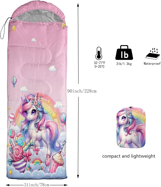 HOSIMA Dear Hunting Pattern Cold Weather Sleeping Bags for Adults,Black Light Weight Sleeping Bags for Kids Adults,WaterProof Sleeping Bags for Outdoors Hiking.