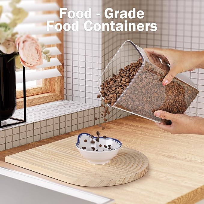 Pop Airtight Food Storage Containers Set with Lids, Large 4.2Qt/4L Food Containers with Scoop, Kitchen Pantry Organization and Storage, BPA Free Stackable Cereal Container (2 * 4.2Qt)