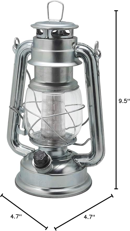 YAKii LED Vintage Lantern Metal Hanging Hurricane 12 LED Dimmer Switch Cold White Battery Operated Power Outage Indoor Camping Lighting Outdoor Brooklyn (Silver 2 Pack)