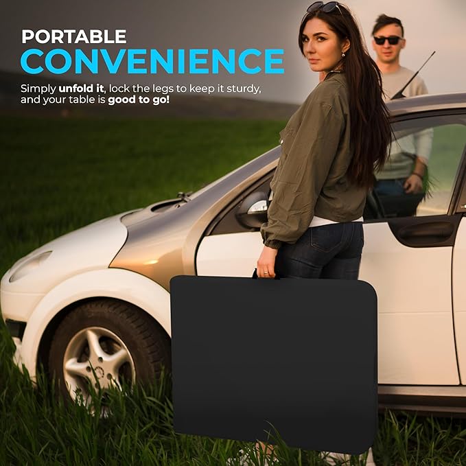 Simpli-Magic 6ft Portable Plastic Folding Table – 17% Thicker Than Others – Indoor & Outdoor Heavy-Duty Foldable Utility Table w/Handle for Party & Camping (Black)