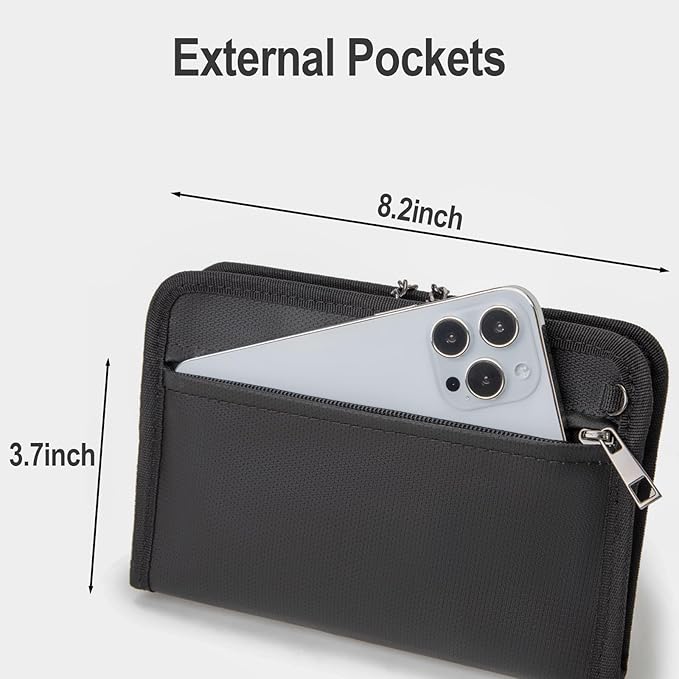 Fire Proof Money Bag for Cash,Money Bag with Lock and Zipper,Safe Fireproof Waterproof,Suitable for Cash, Mobile Phones, Keys, Credit Cards