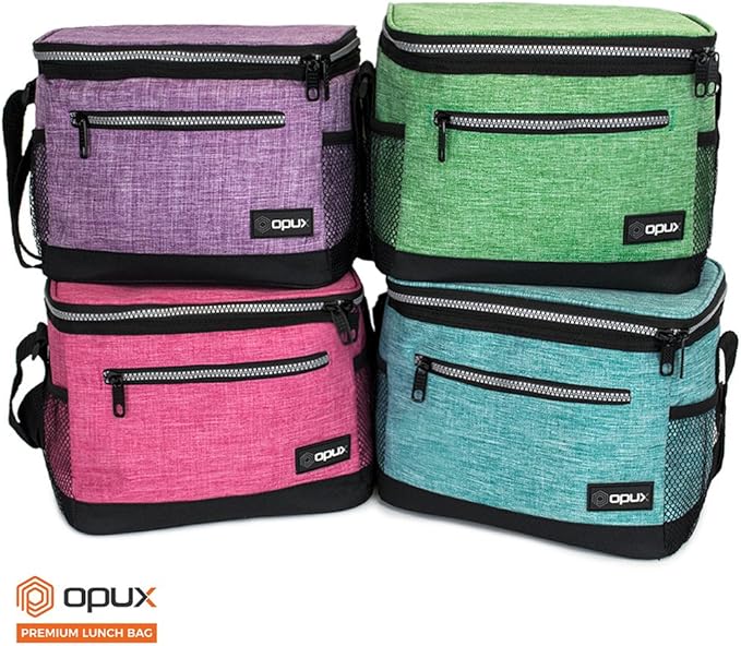 opux Insulated Lunch Box Men Women, Lunch Bag for Work School, Leakproof Soft Cooler Tote Adult, Large Lunch Pail Kids Boys Girls, Picnic Beach Food Bag with Shoulder Strap, Black