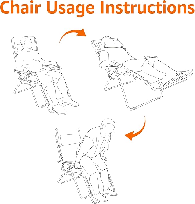 Amazon Basics Outdoor Patio Zero Gravity Lounge Chair with Pillow, Folding Reclining and Textilene Adjustable, Folding Lounge Lawn Chairs for Outside, 26", Beige