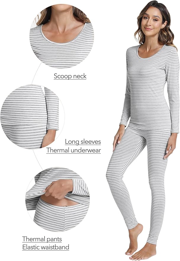WiWi Soft Viscose from Bamboo Underwear for Women Thermal Long Johns Sets Super Warm Base Layer Top Pants Pajamas Set S-3X